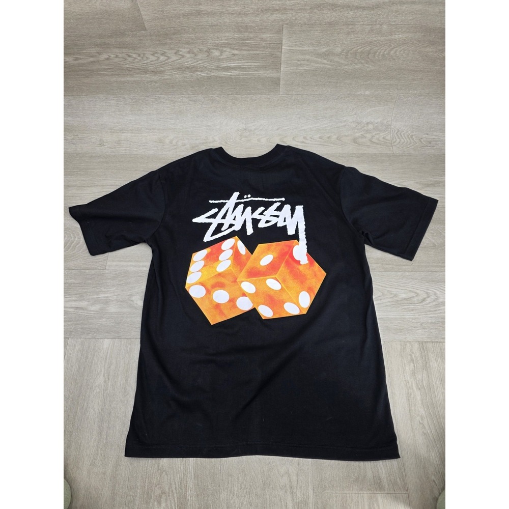 NWT Stussy Dice Logo T-Shirt Black Men's Size 40 Graphic Streetwear Tee